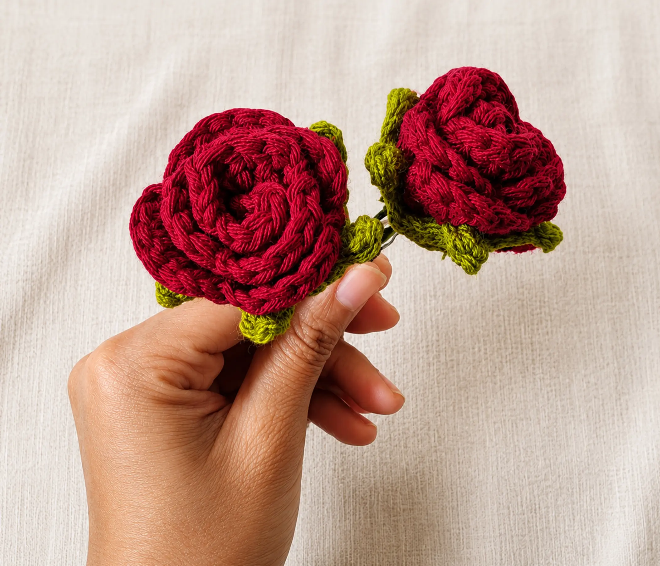 Handmade Crochet Rose Hair Pins (Pack of 12)